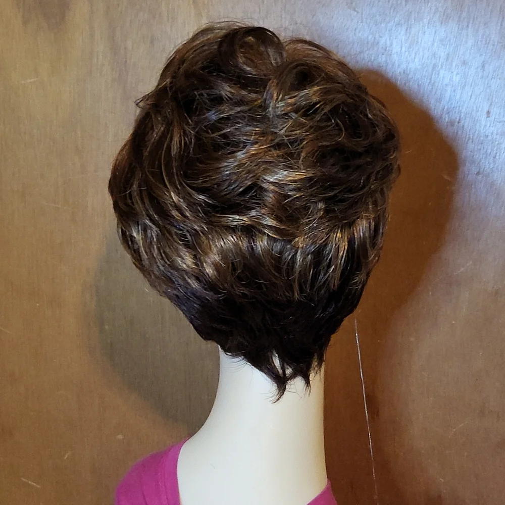 Short Brown / Blonde Curly Wig - Picture 7 of 7